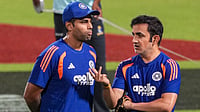 PTI : India's captain Suryakumar Yadav, left, and head coach Gautam Gambhir during a practice session ahead of the ICC T20 World Cup 2026 match against West Indies in Kolkata.