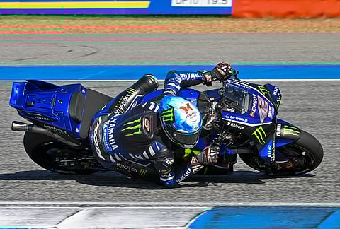 Spain's rider Alex Rins of Monster Energy Yamaha MotoGP steers his motorcycle during the MotoGP at the Chang International Circuit in Buriram, Thailand.
