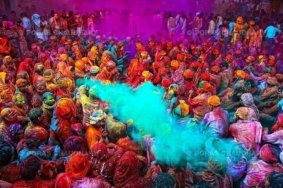 Vibrant Holi celebration at Udaipur City Palace