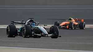 AP : Mercedes driver George Russell of Britain steers his car during a Formula One pre-season test at the Bahrain International Circuit in Sakhir, Bahrain.
