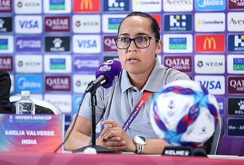 India head coach Amelia Valverde in the pre-match press conference of the AFC Women's Asian Cup match against Vietnam in Perth on March 3, 2026.
