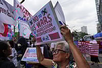 As War In West Asia Escalates, Urgent Need To Get Back To Diplomacy AP : Protesters hold slogans during a rally in solidarity with Iran after they were blocked by police as they marched towards the U.S. embassy in Manila, Philippines on Tuesday, March 3, 2026.