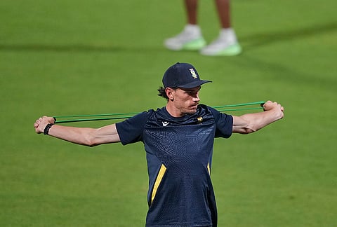 South Africa's Marco Jansen during a training session ahead of the ICC Men's T20 World Cup 2026 first semifinal cricket match between New Zealand and South Africa, at Eden Gardens, in Kolkata.