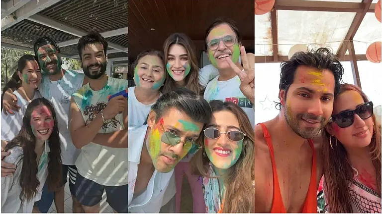 Bollywood Stars Katrina Kaif, Varun Dhawan, and Kriti Sanon Shared Colourful Holi Pictures - Instagram