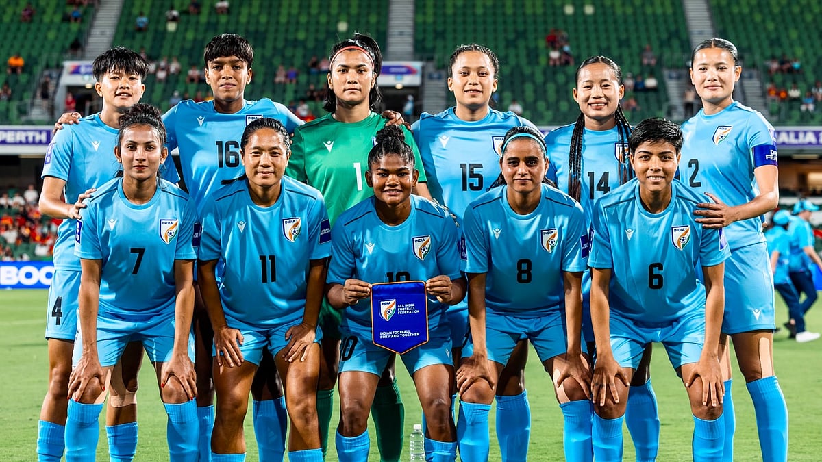 Indian women's football team posing ahead of AFC Women's Asian Cup 2026 match against Vietnam.  - IndianFootball/X