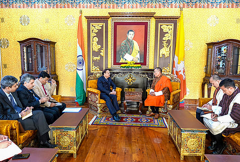 Bhutan Prime Minister Tshering Tobgay with Chief Justice of India Surya Kant during a meeting. 