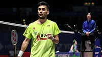 Badminton Photo : Lakshya Sen in All England 2026 Opening Round action.