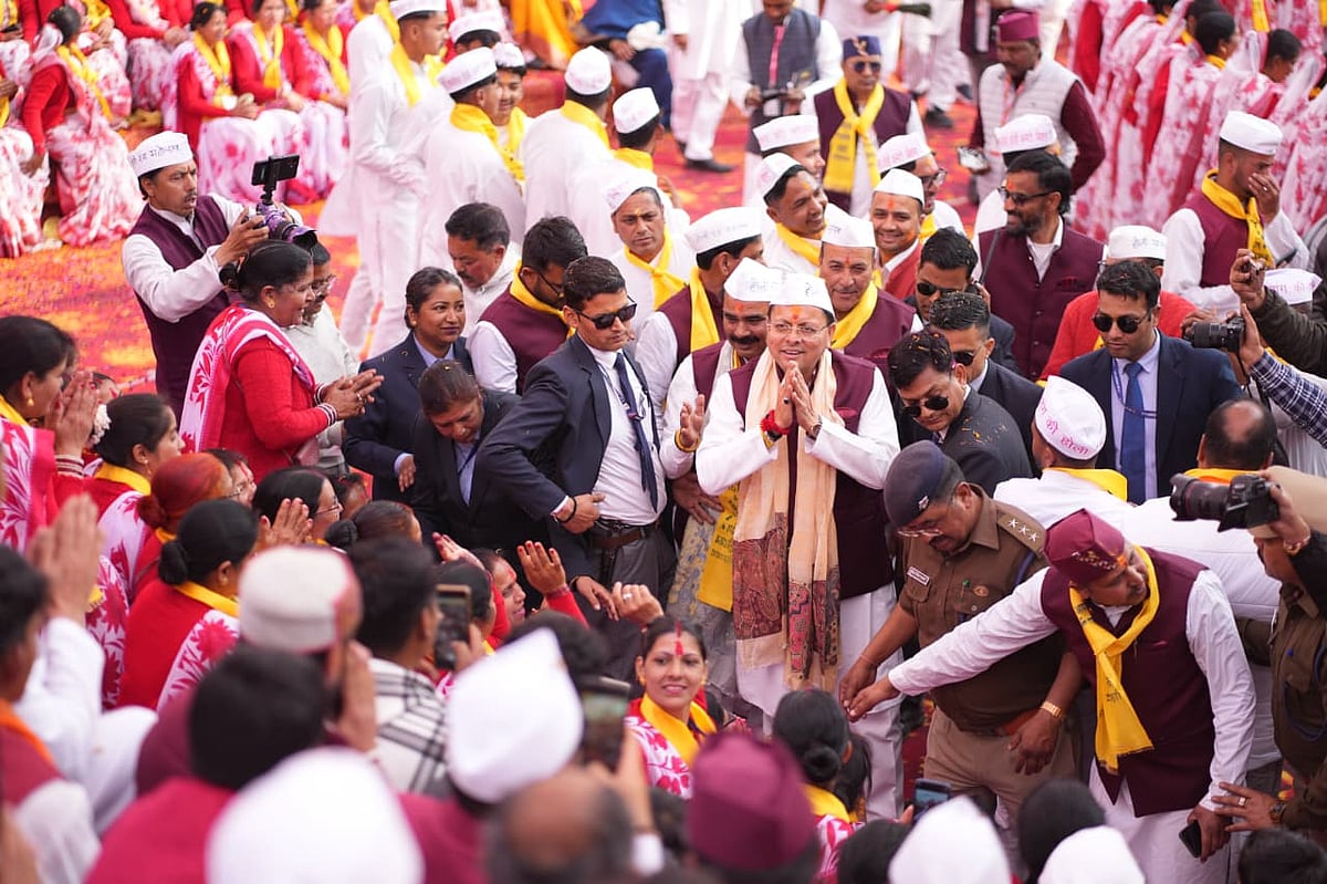 CM Dhami at the public gathering