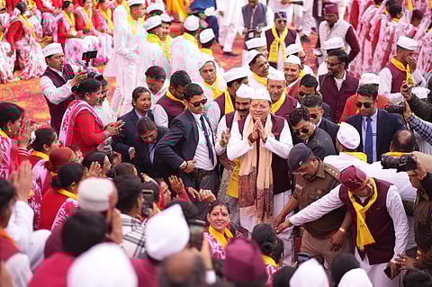 CM Dhami at the public gathering