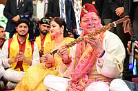 Uttarakhand CM Dhami celebrating Holi