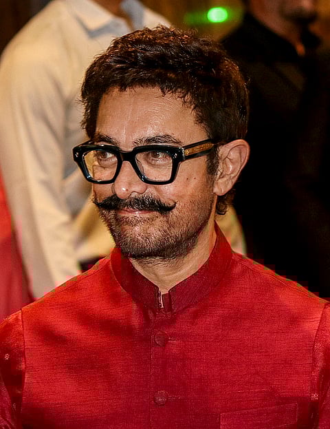 Bollywood actor Aamir Khan during the wedding ceremony of cricketer Sachin Tendulkar’s son Arjun Tendulkar and industrialist Ravi Ghai’s granddaughter Saaniya Chandhok, in Mumbai.