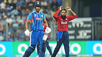 India Vs England, ICC T20 World Cup 2026 2nd Semi-Final: Adil Rashid Creates Unwanted Bowling Record - Full Details (AP Photo/Rafiq Maqbool) : England's Adil Rashid, right, reacts after bowling a delivery to India's Shivam Dube, left, during the T20 World Cup cricket semi-final match between India and England in Mumbai, India, Thursday, March 5, 2026.