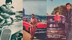 Karl's Archive : Feroze Khan With His Jaguar, Premnath Beside His Plymouth, And Shammi Kapoor In A Chevrolet