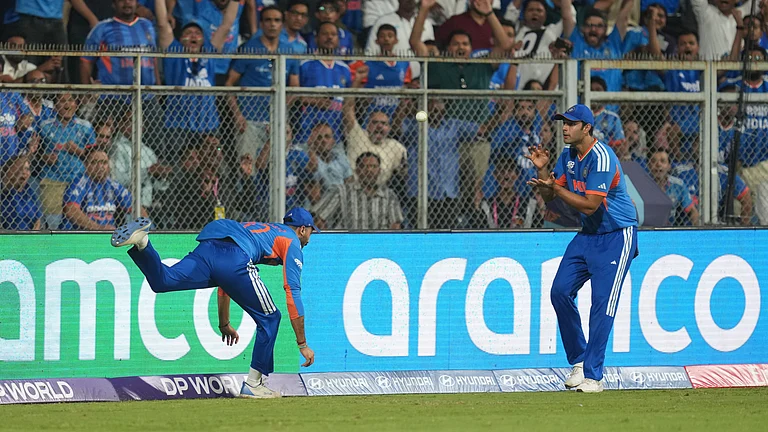 Axar Patel and Shivam Dube in action. - AP/Rafiq Maqbool