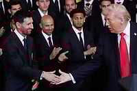 | Photo: AP/Alex Brandon : President Donald Trump shakes hands with Lionel Messi at an event to honor the 2025 Major League Soccer champions Inter Miami CF in the East Room of the White House in Washington.