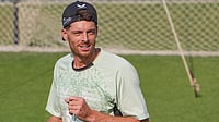 Mitchell Santner Warns India Ahead Of T20 World Cup 2026 Final; Backs Varun Chakaravarthy | Photo: PTI/Manvender Vashist Lav : New Zealand's captain Mitchell Santner during a training session ahead of the ICC Men's T20 World Cup 2026 first semifinal cricket match between New Zealand and South Africa, at Eden Gardens, in Kolkata.