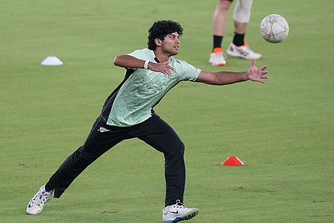 New Zealand's Rachin Ravindra attends a training session ahead of the T20 World Cup cricket final match against India in Ahmedabad, India.