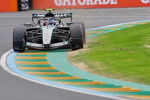 Mercedes driver Andrea Kimi Antonelli of Italy steers his car during the qualifying session for the Australian Formula One Grand Prix at Albert Park, in Melbourne, Australia.