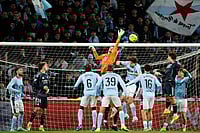 | Photo: AP/Lalo R. Villar : Celta's goalkeeper Ionut Radu clears a ball during a Spanish La Liga soccer match between Celta Vigo and Real Madrid in Vigo, Spain.