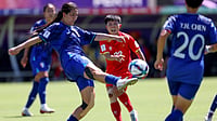 Chinese Taipei 1-0 Vietnam, AFC Women’s Asian Cup 2026: Su Yu‑Hsuan Header Keeps Quarter-Final Hopes Alive | Photo: AP/Colin Murty : Taiwan's Su Sin-yun clears the ball during the Women's Asian Cup soccer match between Taiwan and Vietnam in Perth, Australia, Saturday, March 7, 2026.
