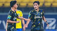Kerala Blasters 0-1 Chennaiyin FC Highlights, ISL: Marina Machans Seal Hard-Fought Win In Southern Derby | Photo: Instagram/indiansuperleague : Kerala Blasters' Maheson Tongbram Singh celebrates with Imran Khan after the opening goal against Chennaiyin FC during their Indian Super League match on March 7, 2026.