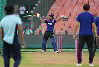 | Photo: AP/Ajit Solanki : India's Ishan Kishan bats during a practice session ahead of the T20 World Cup cricket final match against New Zealand in Ahmedabad.