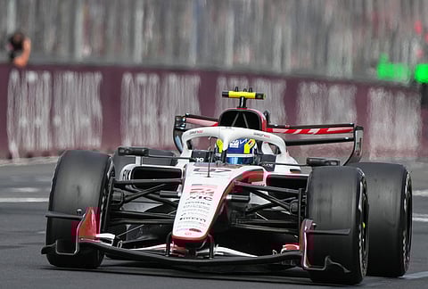 Haas driver Oliver Bearman of Britain steers his car during the Australian Formula One Grand Prix at Albert Park, in Melbourne, Australia.