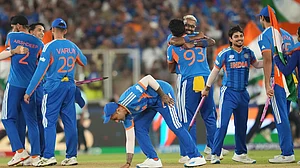 AP : India's players celebrate after winning the T20 World Cup final against New Zealand in Ahmedabad.