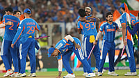 AP : India's players celebrate after winning the T20 World Cup final against New Zealand in Ahmedabad.