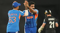 T20 World Cup 2026 Dispatch: Sanju Samson’s Consistency, Jasprit Bumrah Magic Power India To T20 World Cup Glory | Photo: AP/Rafiq Maqbool : India's Jasprit Bumrah celebrates the wicket of New Zealand's Matt Henry, right, during the T20 World Cup cricket final match between India and New Zealand in Ahmedabad, India, Sunday, March 8, 2026.