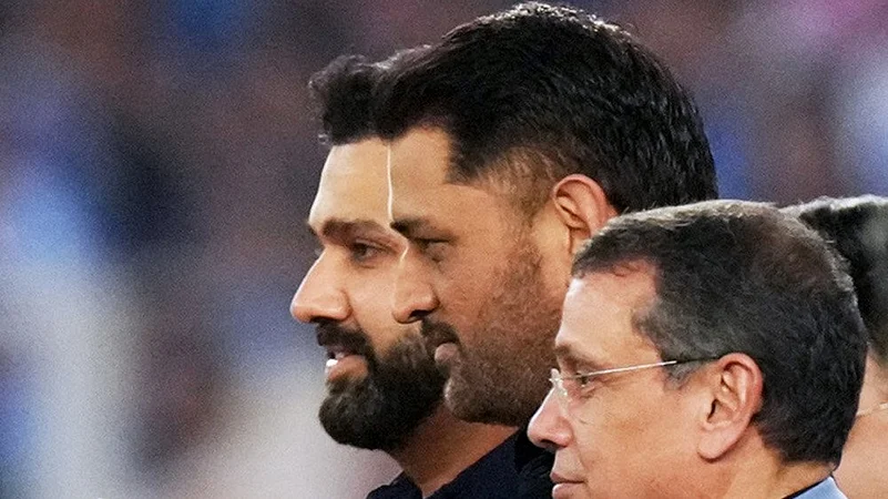 India vs New Zealand T20 World Cup Cricket final-Rohit Sharma, Mahendra Singh Dhoni,