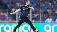 (AP Photo/Ajit Solanki) : New Zealand's James Neesham bowls a delivery during the T20 World Cup cricket final match between India and New Zealand in Ahmedabad, India, Sunday, March 8, 2026
