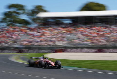 Ferrari driver Charles Leclerc of Monaco steers his car during the Australian Formula One Grand Prix at Albert Park, in Melbourne, Australia.