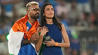Hardik Pandya Opens Up After T20 World Cup Win, Calls It A Personal Promise Fulfilled | Photo: AP/Rafiq Maqbool : India's Hardik Pandya's girl friend Mahieka Sharma congratulates him after India won the T20 World Cup cricket final match against New Zealand in Ahmedabad.