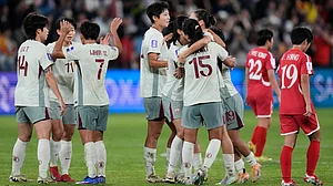 | Photo: AP/Rick Rycroft : China reacts following the Women's Asian Cup soccer match between China and North Korea in Sydney, Monday, March 9, 2026.
