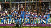 PTI : India’s players celebrate with the trophy during the presentation ceremony after winning the ICC Women's World Cup 2025, at the DY Patil Stadium in Navi Mumbai.