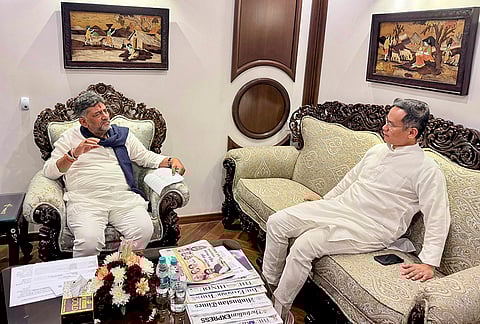 Karnataka Deputy Chief Minister DK Shivakumar meets Assam Pradesh Congress Committee President Gaurav Gogoi. 