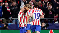 Atletico Madrid 5-2 Tottenham Hotspur Highlights, UEFA Champions League: Alvarez, Griezmann Punish Sloppy Spurs atletienglish/X : Atletico Madrid footballers celebrating a goal against Tottenham Hotspur during the UEFA Champions League 2025-26 Round of 16 clash.