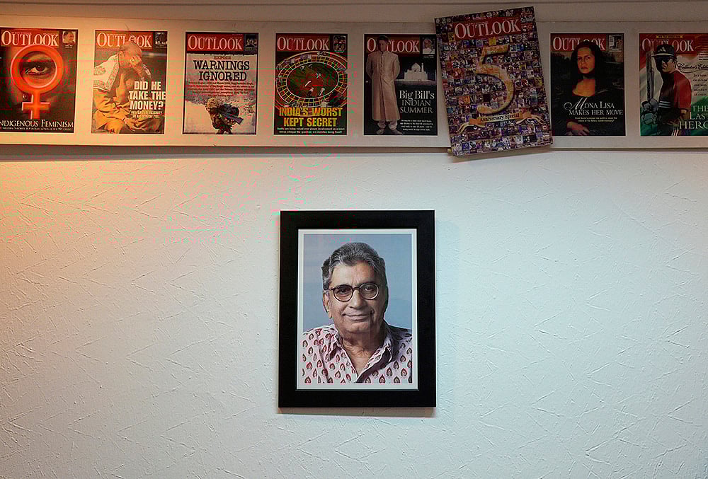 Portrait of Mr Vinod Mehta founder of Outlook Magazine in the cabin of current Editor Chinki Sinha on July 10, 2024 