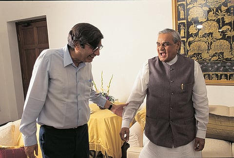Atal Bihari Vajpayee along with Vinod Mehta 
