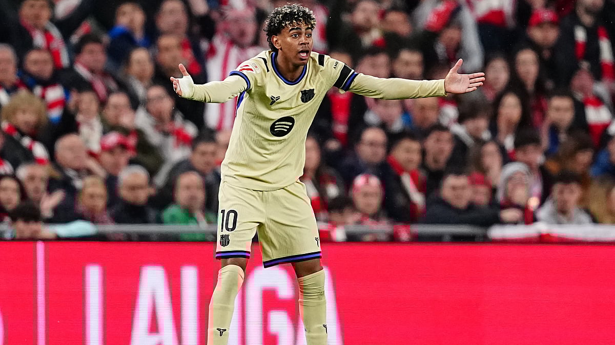 Barcelona's Lamine Yamal reacts during the Spanish La Liga soccer match between Athletic Bilbao and Barcelona in Bilbao, Spain, Saturday, March 7, 2026.  - | Photo: AP/Miguel Oses