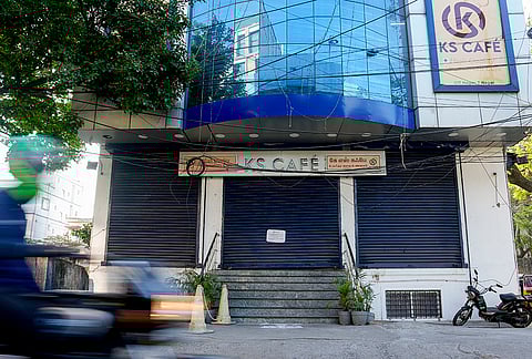 A restaurant remains closed due to shortage of commercial liquefied petroleum (LPG) gas cylinders, in Chennai, Tuesday, March 10, 2026. 