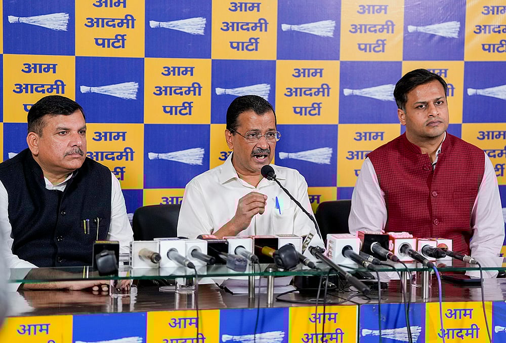 Arvind Kejriwal addresses media