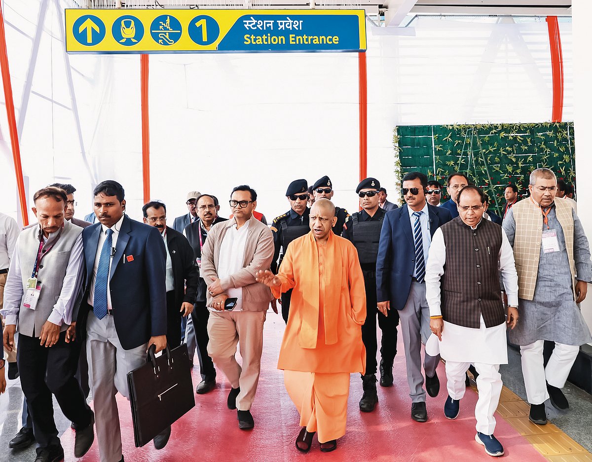 UP CM Yogi Adityanath reviews station facilities during an official visit - null