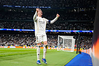 Real Madrid Vs Man City, UEFA Champions League 2025-26: Federico Valverde’s Hat-Trick Shocks Cityzens | Photo: AP/Jose Breton : Real Madrid's Federico Valverde celebrates after scoring during a first leg round of 16 Champions League soccer match between Real Madrid and Manchester City in Madrid, Spain.