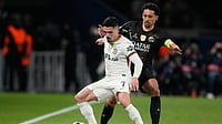 UEFA Champions League: Chelsea's Pedro Neto Shoves PSG Ball Boy, Apologises - Watch Video AP/Michel Euler : Chelsea's Pedro Neto, front, and PSG's Marquinhos challenge for the ball during the first leg of the Champions League round of 16.