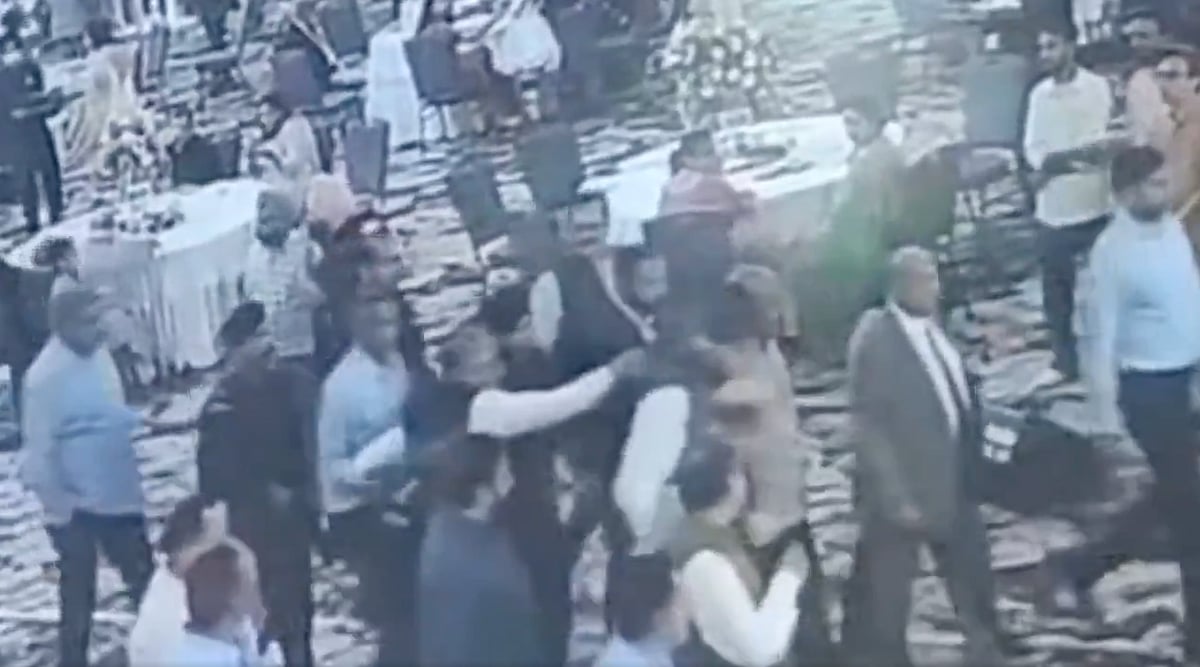 Officials said the accused, who was carrying a licensed pistol, was immediately overpowered by security personnel and detained for questioning. - Video screengrab from X