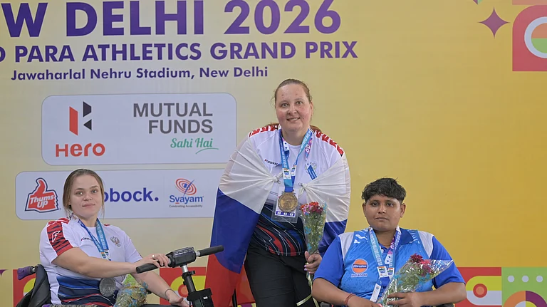 Russia’s Galina Lipatnikova won gold in the women’s shot put F33/F34 with a throw of 7.39m, while compatriot Vera Isakova secured silver with a 6.11m effort. - Special Arrangement