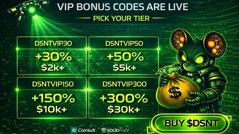 $DSNT VIP bonus codes with tier percentages