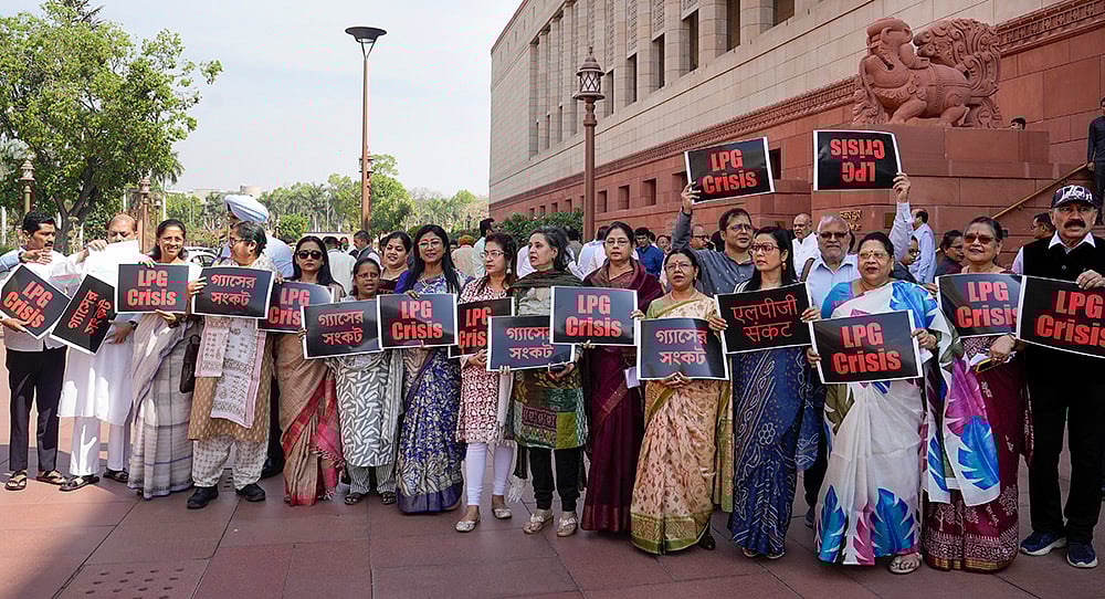 Opposition MPs stage a protest over LPG crisis
